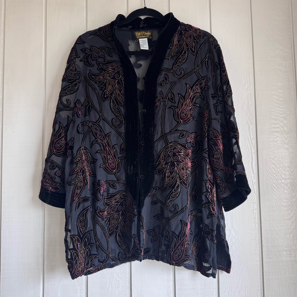 Vintage Bob Mackie Floral Velvet Kimono
